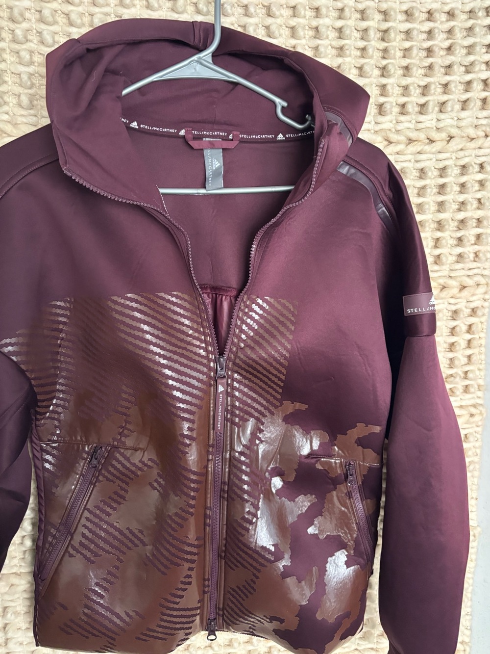 adidas Stella McCartney Women's Burgundy Zip-Up Bomber Jacket